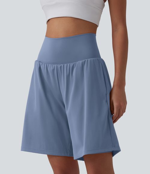 "SoftlyZero™ Airy Super High Waisted 2-in-1 Cool Touch Yoga Shorts 9"" with Pockets Gym Short - Infinity