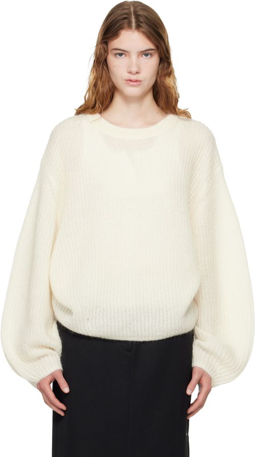 Off-White Mohair Blend Rib Knit Sweater