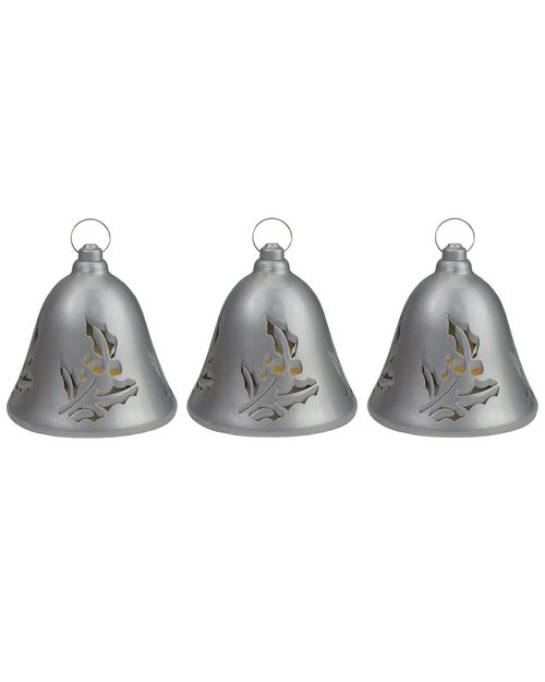 Northlight Set of 3 Musical Lighted Silver Bells Christmas Decorations 6.5in
