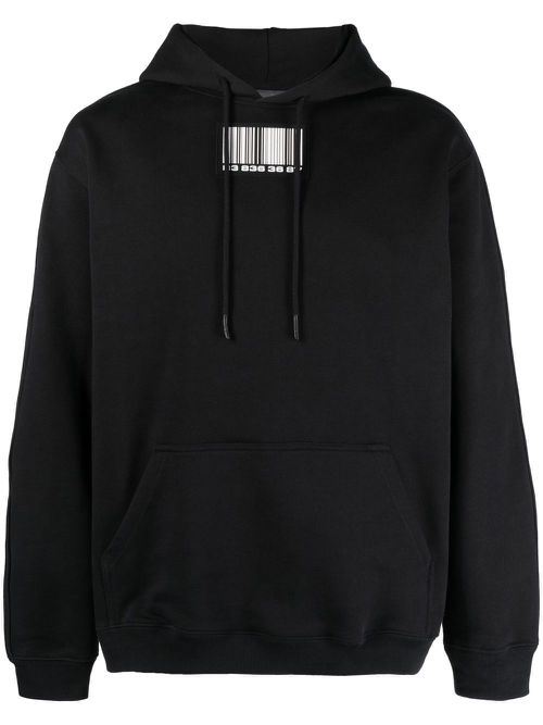 Logo-patch long-sleeve hoodie - Black