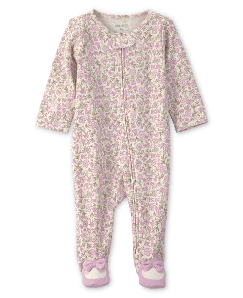 Baby Girl's Floral Snug Fit Sleep & Play - Pink/Ivory