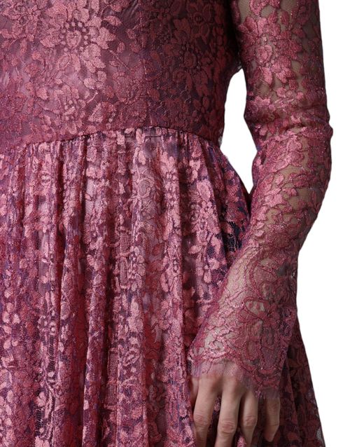 Floral Lace Long Sleeve Dress — Pink