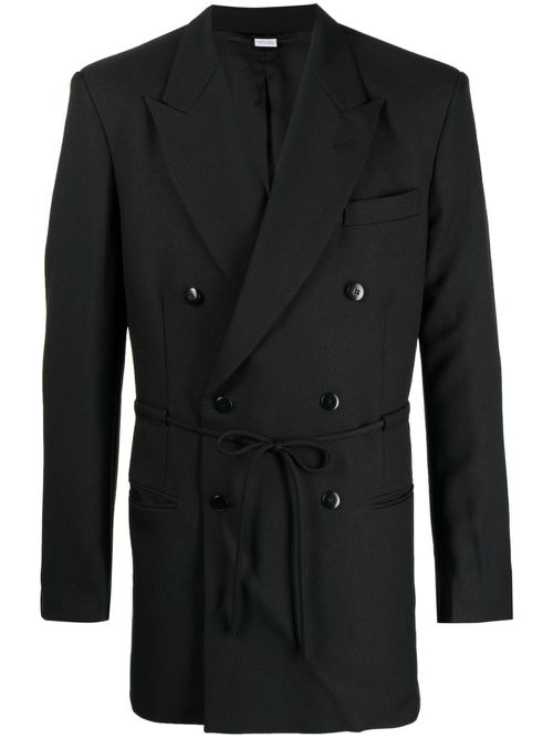 Long-sleeved drawstring blazer - Black