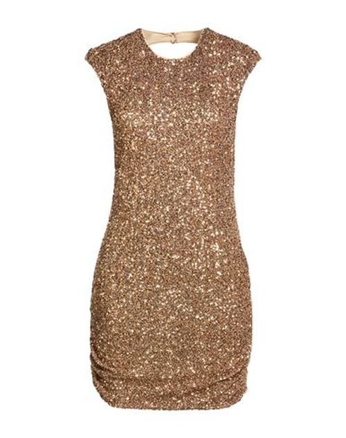 Woman Mini dress Gold Size M Polyester, Elastane
