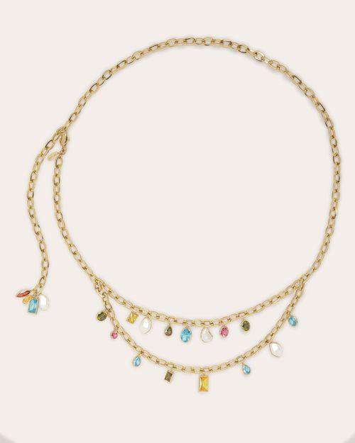 Millie Multicolor Stone Layered Chain Belt in Multicolor