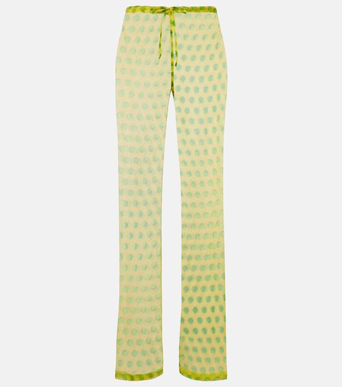 Polka-dot silk wide-leg pants