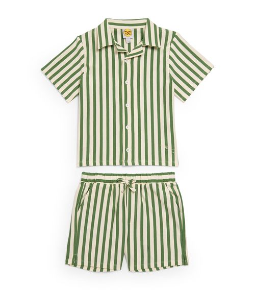 Cotton Stripe Shirt and Shorts Set