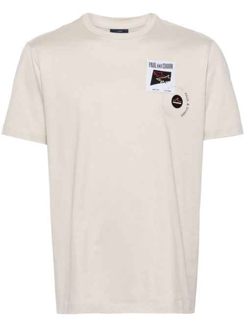 Logo-patch cotton T-shirt - Neutrals