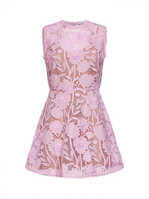 Macramé Lace Mini Dress — Pink