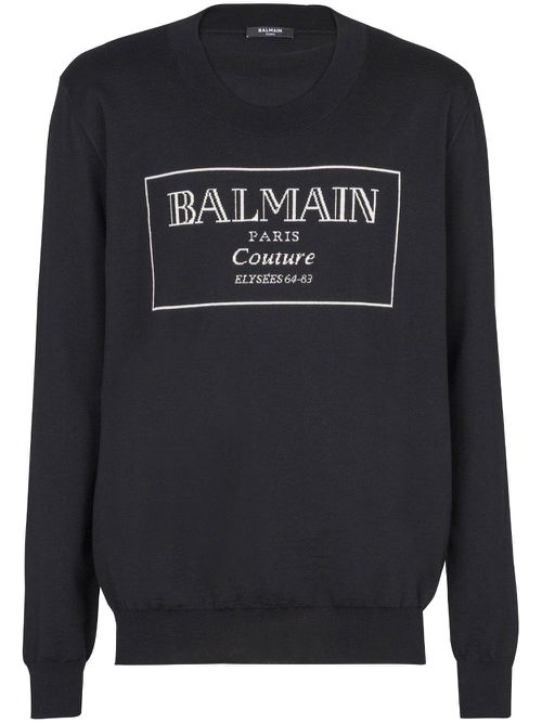 Couture Label-intarsia jumper - Black