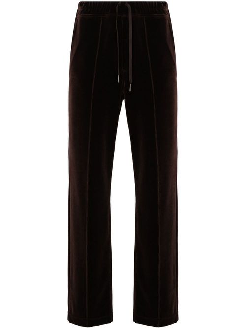 Straight-leg velour track pants - Brown