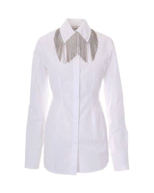 White Tailored Embellished Shirt