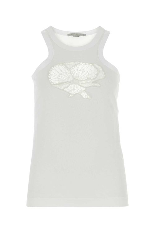 Embroidered Cotton Tank Top — White