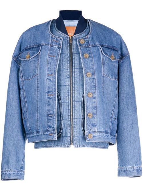 Wells layered denim bomber jacket - Blue