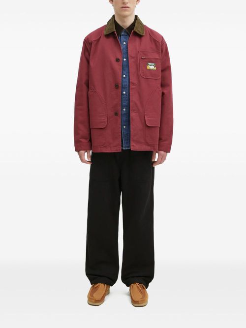 Denim plaid panelled shirt - Red