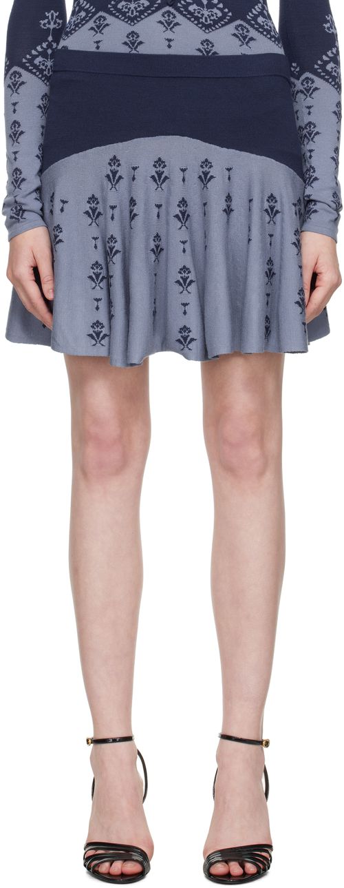 Conner Ives Blue Flared Miniskirt