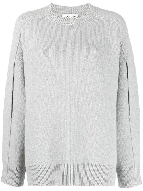 Round-neck cape-back jumper - Grey