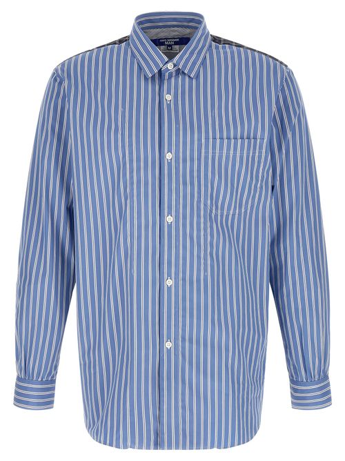 Striped Cotton Poplin Shirt — Blue