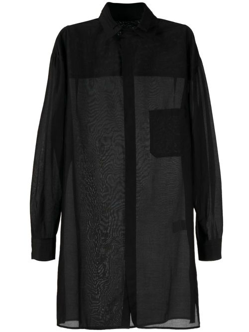 Double-collar long shirt - Black
