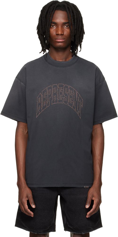 Black Embellished '' T-shirt
