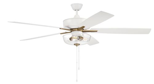 Craftmade Super Pro fan 3-Light Ceiling Fan with Blades Included in White with Satin Bra