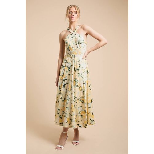 Oasis Women's Lemon Floral Halter Cotton Poplin Midi Dre
