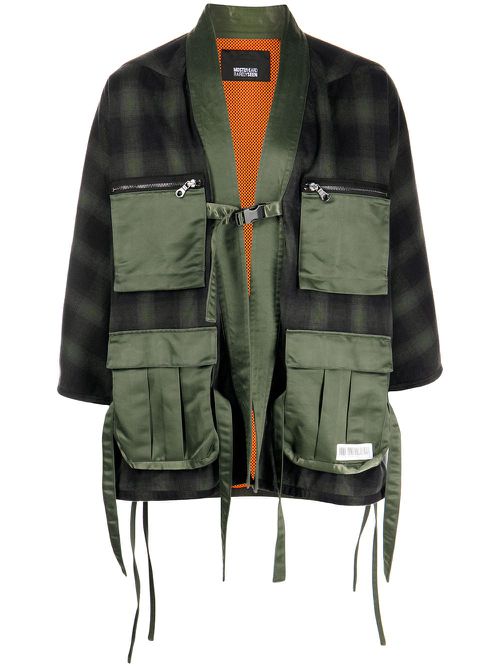 Cargo-pocket kimono shirt jacket - Green