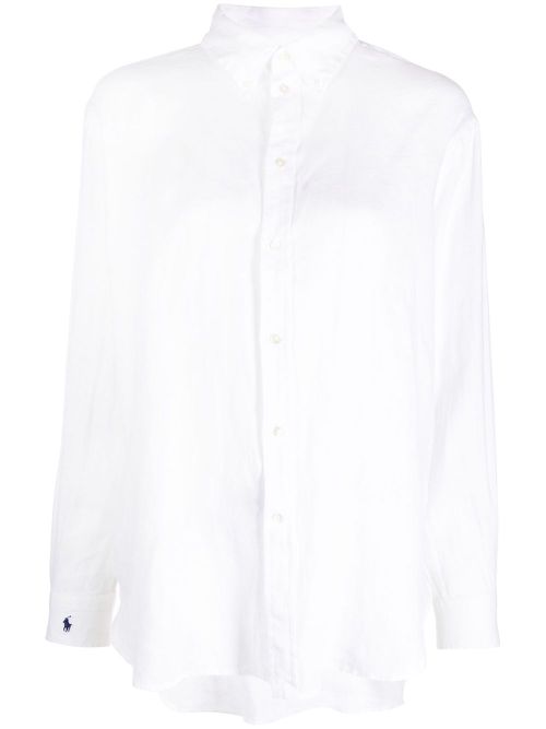 Long-sleeve linen shirt - White