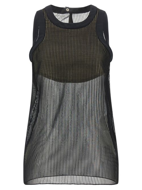 Black Round Neck Striped Top