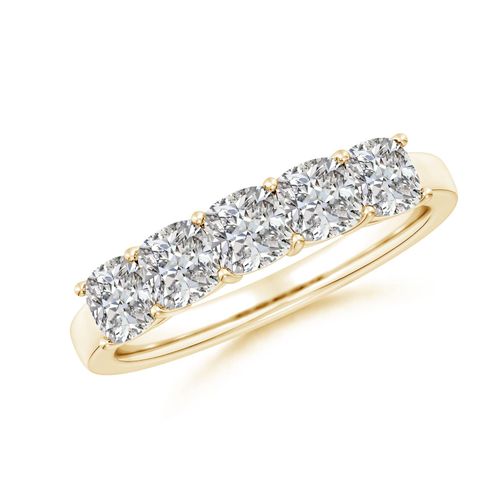 Angara 1.8 Carats Prong-Set Cushion Diamond Five Stone Wedding Ring in 18K Yellow Gold