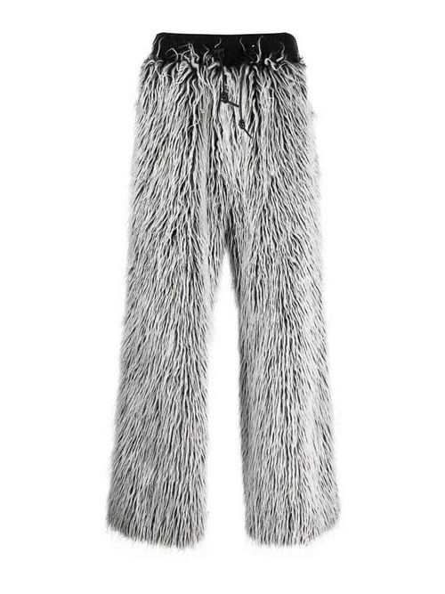 Faux-fur tailored-cut trousers