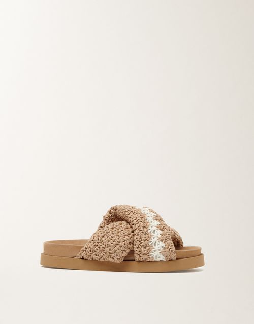 Cotton and suede platform, maple and butter