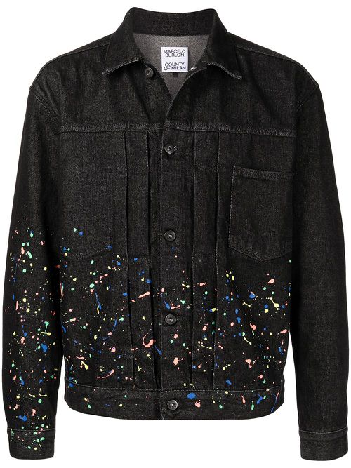 Paint-splatter denim jacket - Black