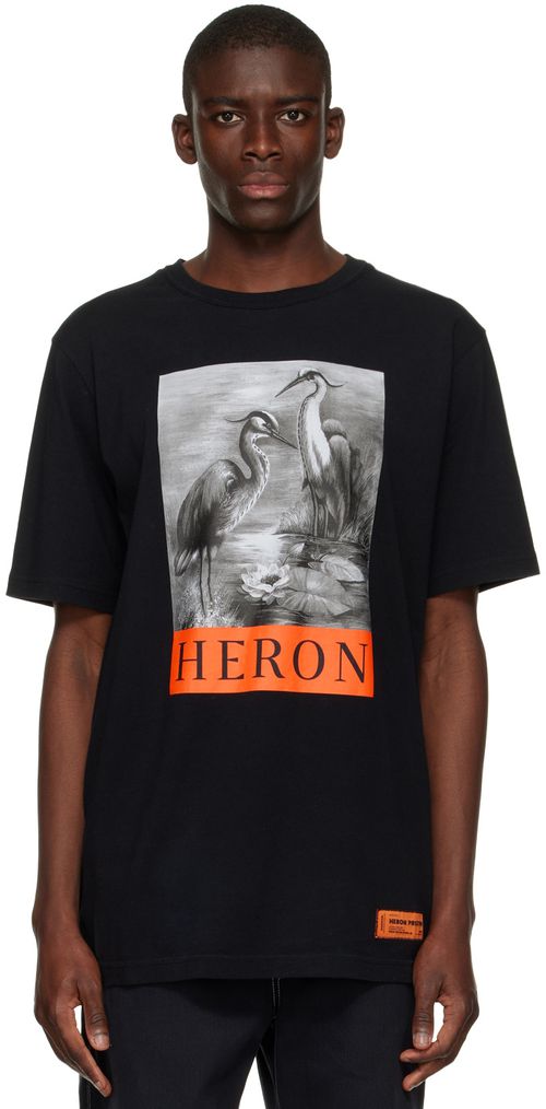 헤론 프레스톤 남성 블랙 코튼 티셔츠