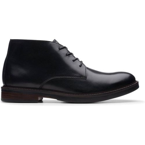 Clarks Men's Paulson Mid Black Leather Ankle Boots, Chukka Boots, Lace Up | : 8/Standard Fit