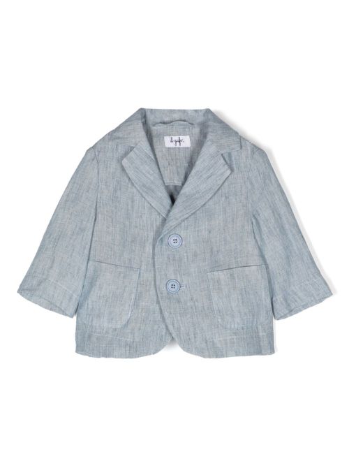 Single-breasted linen blazer - Blue