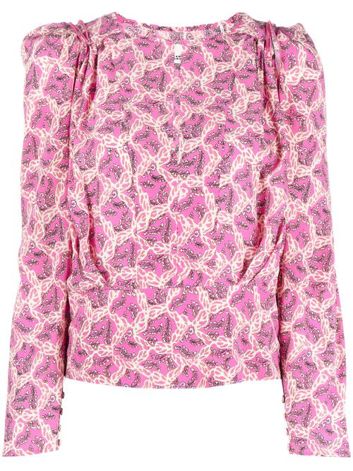 Graphic-print silk blend blouse - Pink