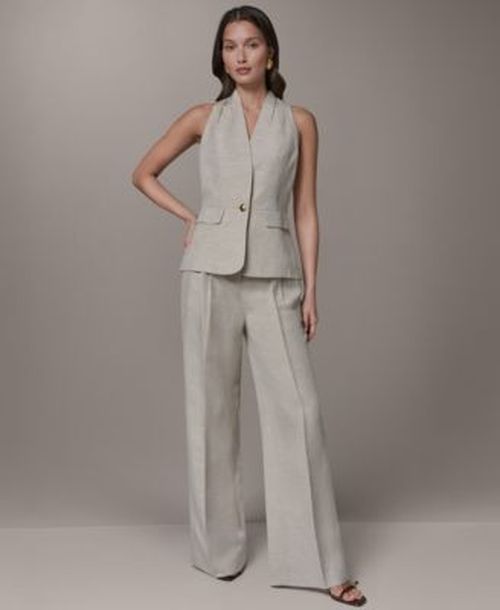 Womens One Button Vest High Waisted Pants