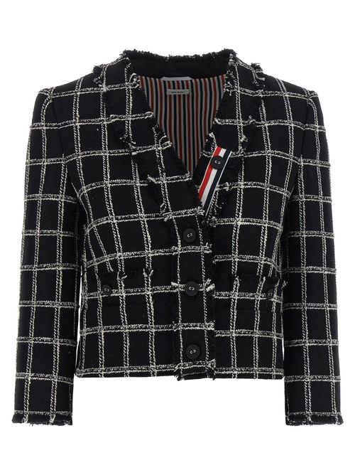 Windowpane Tweed Blazer — Black