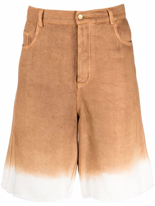 Tie-dye denim shorts - Brown