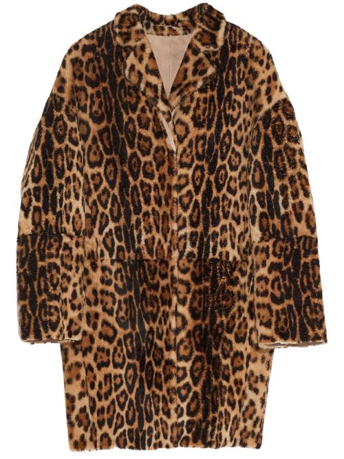 Printed lacon-lambskin coat - Brown