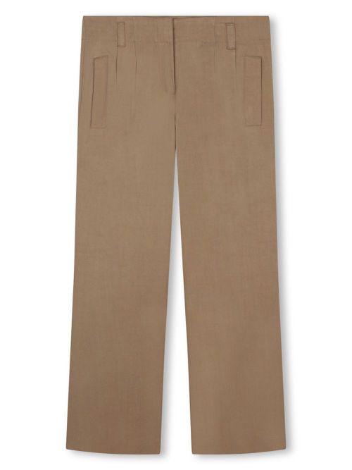 Logo-embroidered straight-leg trousers - Brown