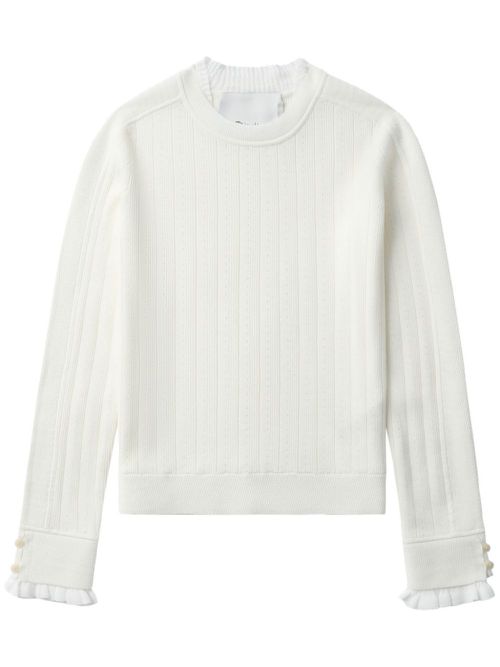 Fluid ribbed sweater - White