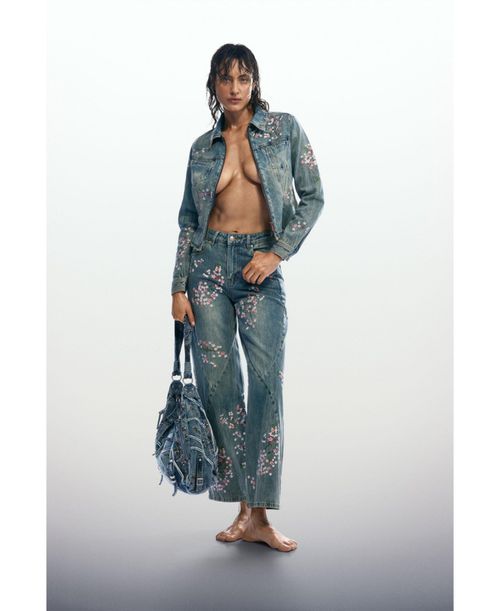 Women's Embroidered denim jacket - Blue