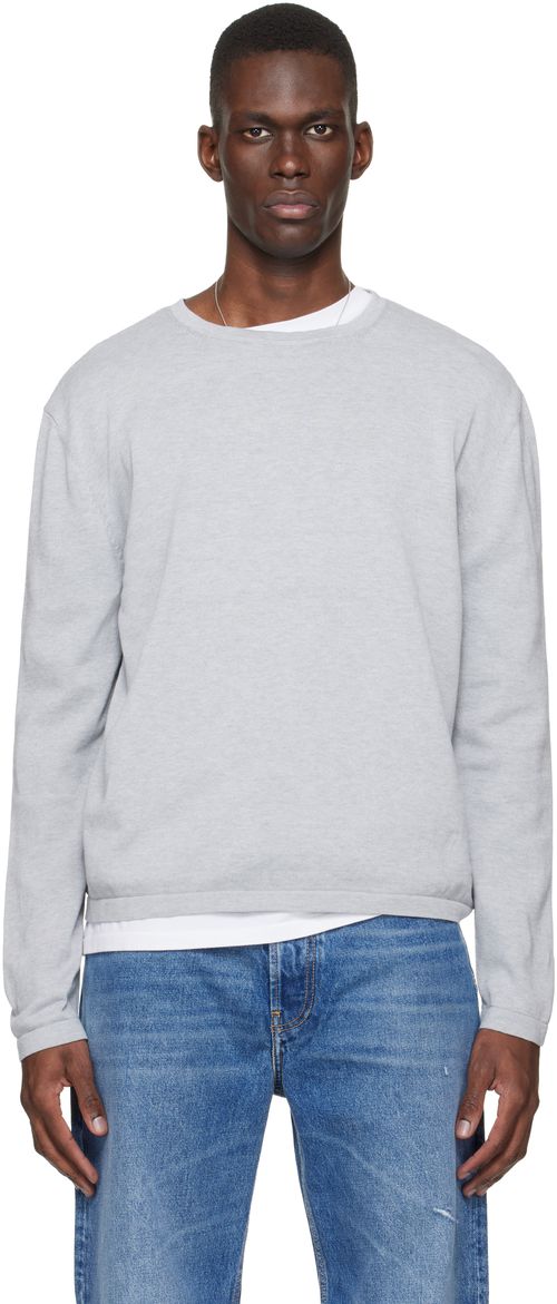 Gray Long Sleeve Crewneck T-shirt
