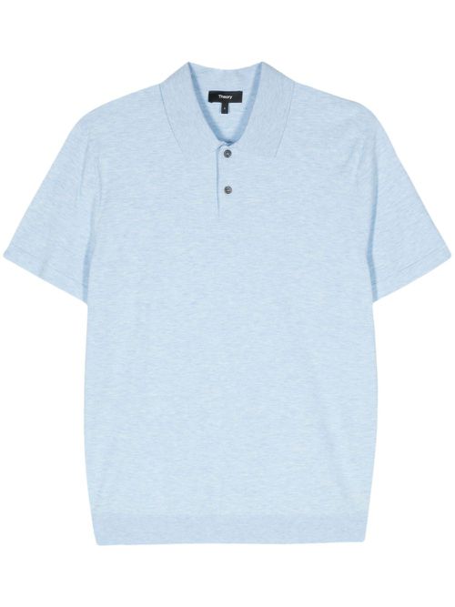 Mélange short-sleeve polo shirt - Blue