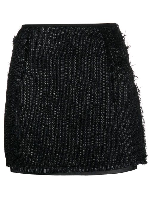 Metallic tweed A-line miniskirt - Black