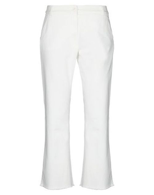 Woman Jeans Ivory Size 28 Cotton, Elastane