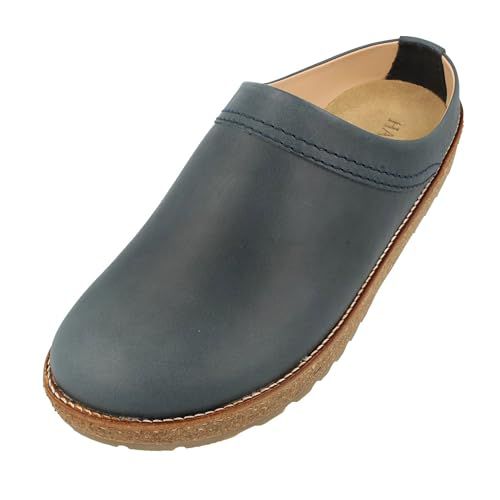 HAFLINGER Travel-Cassic Elegant Clog Leather Rubber Sole and Cork Latex Footbed