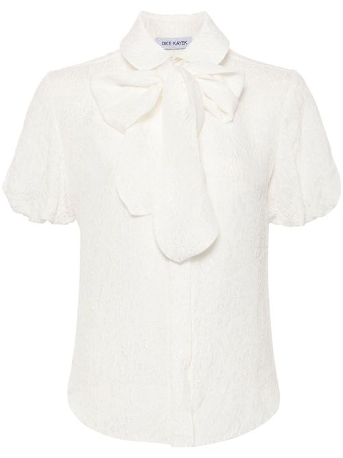 Bow-detail silk shirt - White